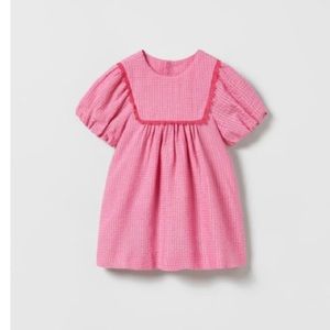 Zara 4-5T Pink Lace Trim Textured Dress